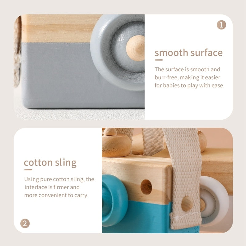 Montessori Wooden Baby Toy Fashion Camera Pendant
